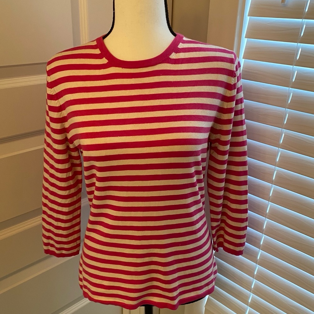 Banana Republic || Pink/white silk cashmere spring sweater